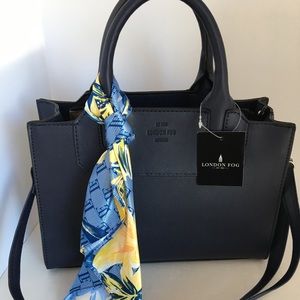 London Fog Navy Belmont Satchel